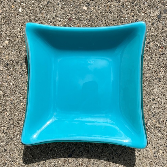 Turquoise Glass Trinket Decorative Dish Square - Picture 2 of 10